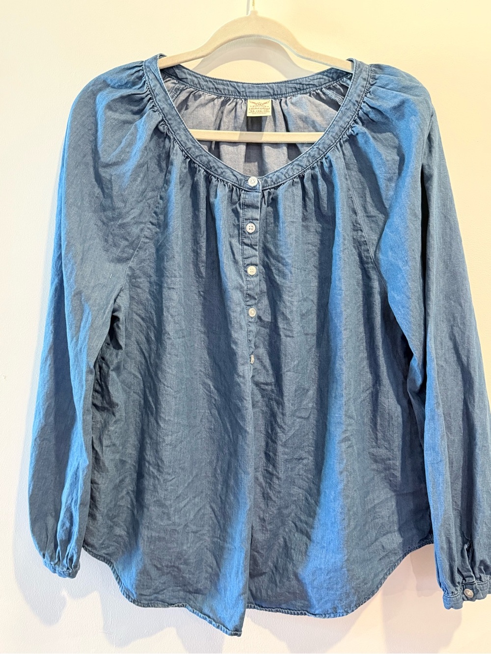 Faded Glory Blue Button-Front Peasant Top